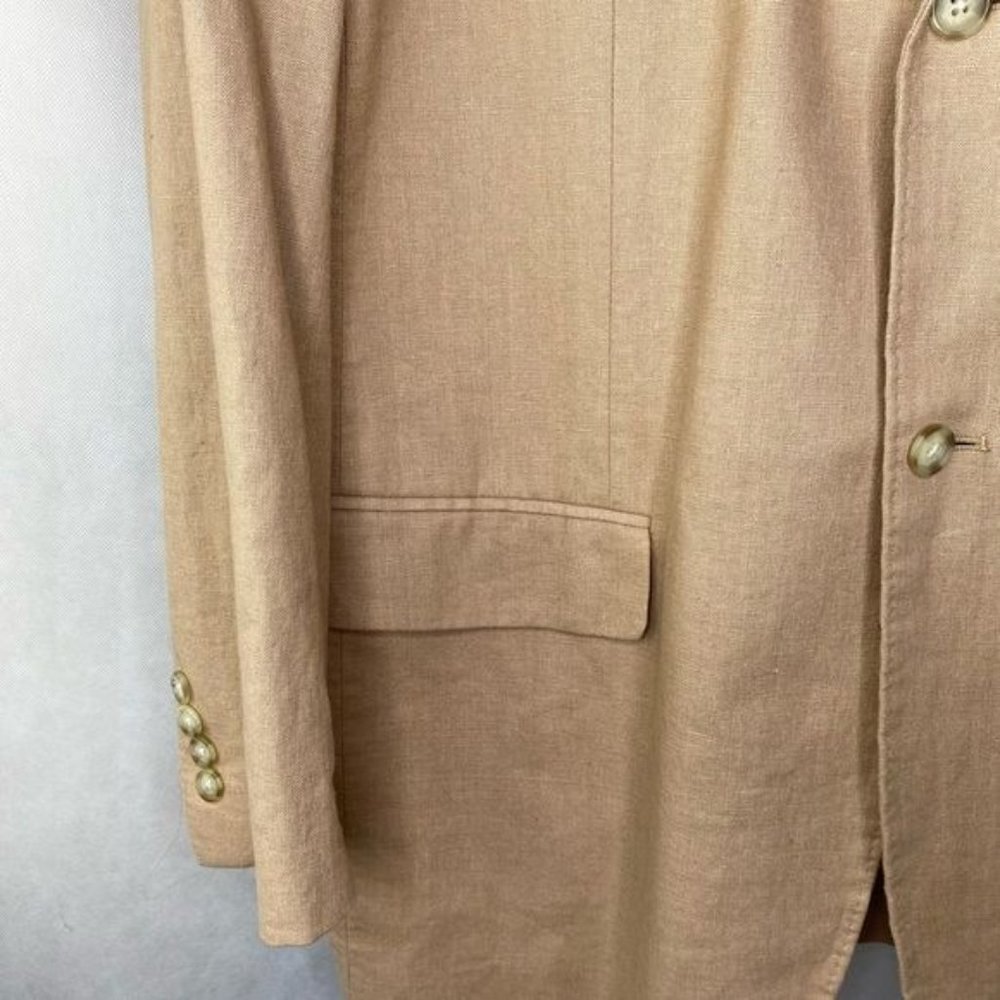 Perry Ellis mens blazer Tan Linen Cotton size 46 Regular 2-button - Picture 2 of 16